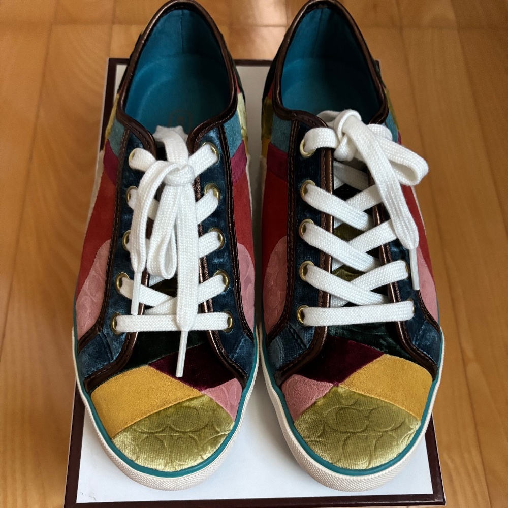 Coach Multi-color suede patchwork Sneakers, Size 5.5